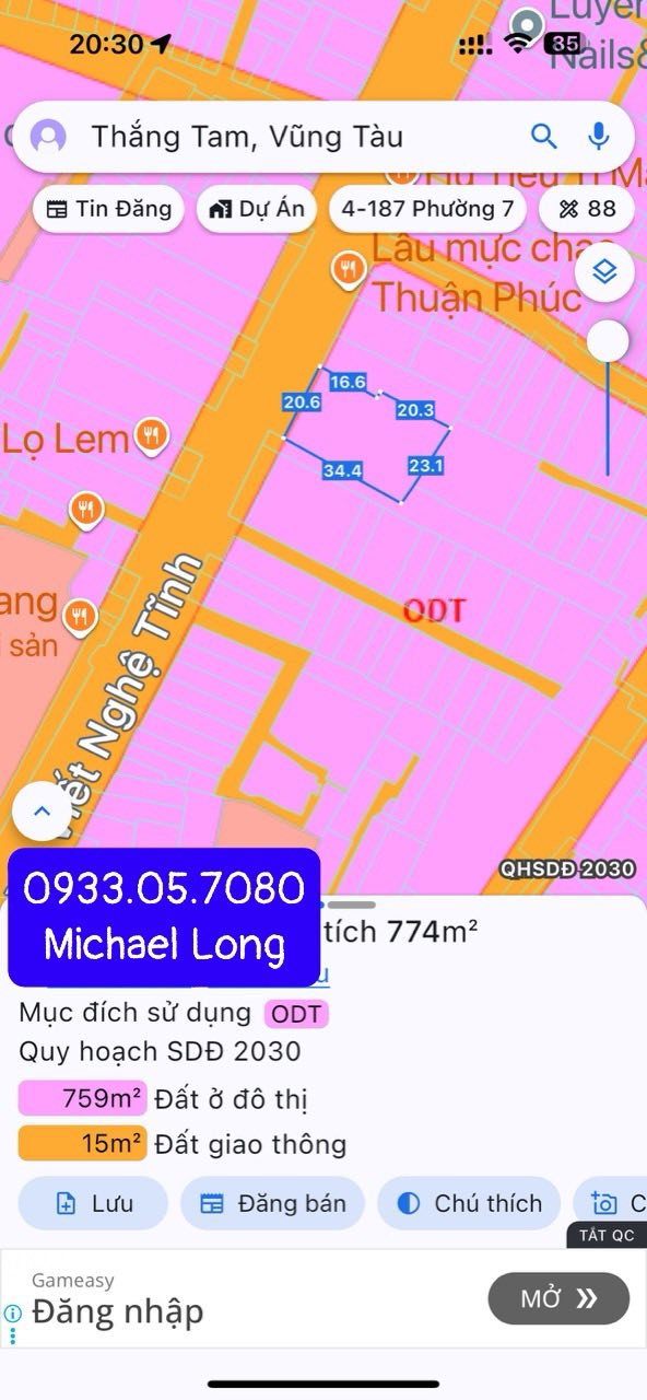 Đất mặt tiền Xô Viết Nghệ Tĩnh, Vũng Tàu 744m² giá 80 tỷ - Cơ hội đầu tư tuyệt vời!