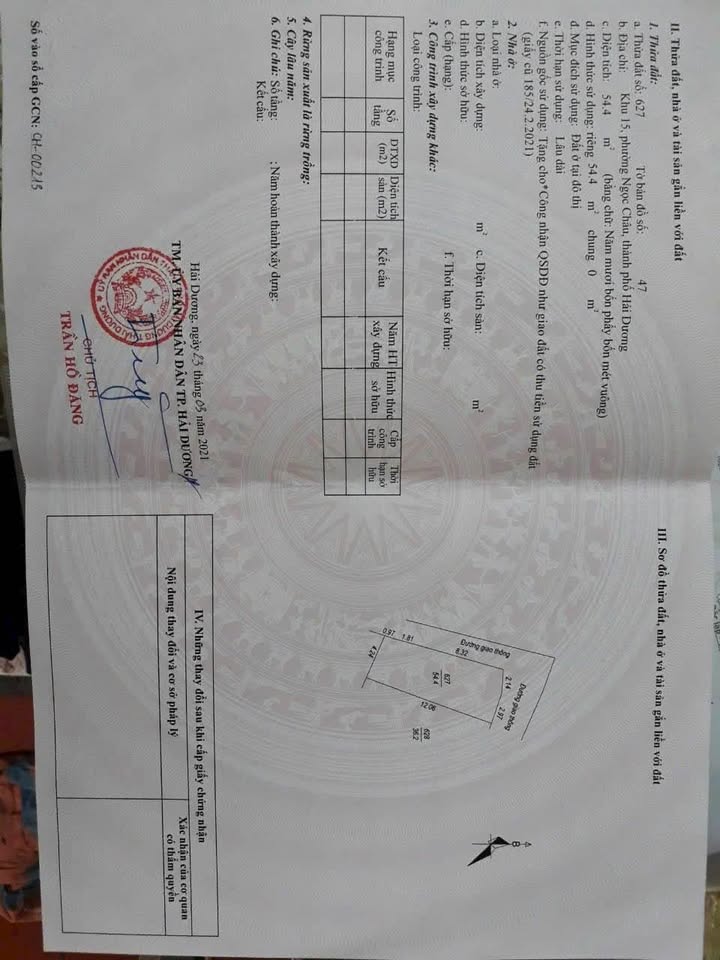 Đất nền chính chủ tại ngõ phố Hồ Xuân Hương, Hải Dương - Diện tích 106m², giá 3.42 tỷ!