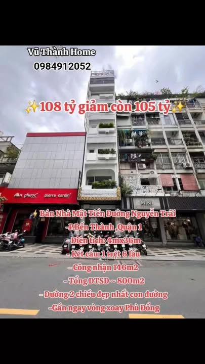 Bán Nhà Mặt Tiền Đường Nguyễn Trãi, Quận 1 - Diện tích 146m², Giá chỉ 105 tỷ!