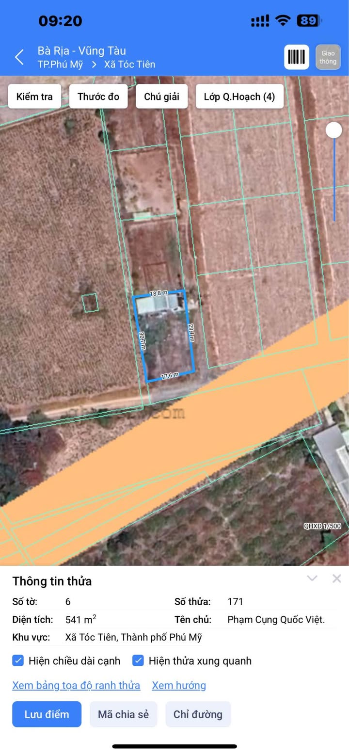 Đất nền ấp 2 Tóc Tiên 540m² giá 1.3 tỷ - Bán gấp hai mặt tiền