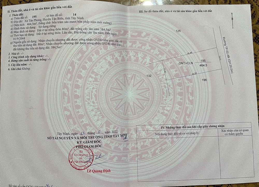 Đất thổ cư Tân Phong, Tân Biên 420m² giá 2.52 tỷ - Cơ hội đầu tư hấp dẫn!