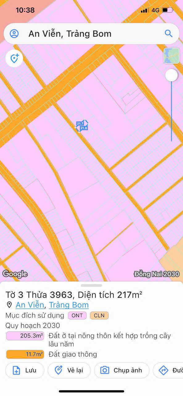 Đất thổ cư 210m² đường Trần Vĩnh Lộc, Trảng Bom, giá 2.2 tỷ - Sổ đỏ chính chủ!