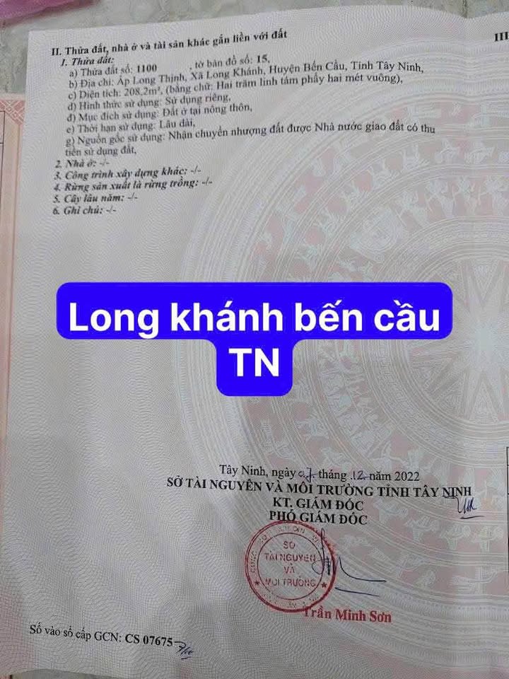 Đất thổ cư 200m² tại xã Long Thuận, Tây Ninh - Chỉ 190 triệu - Cơ hội vàng cho nhà đầu tư!