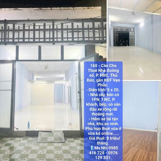 Nhà cho thuê đường số, phường Hiệp Bình Chánh, Thủ Đức 100m² - Giá chỉ 8 triệu/tháng!