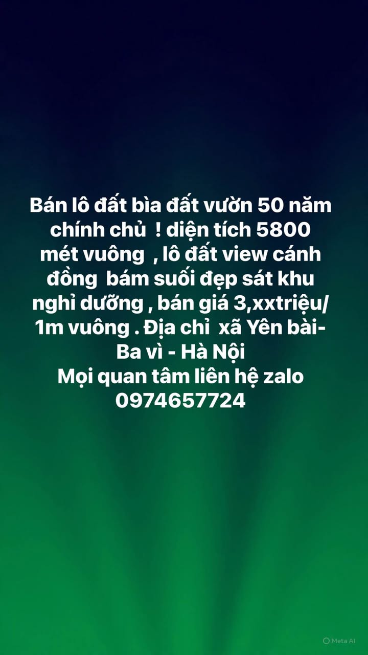 Đất vườn 5800m² xã Yên Bài, Ba Vì - Sổ đỏ chính chủ, giá tốt!
