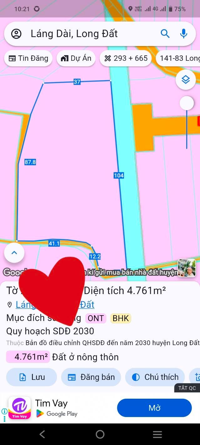 Đất nền Láng Dài, Long Đất 5000m² giá 5 tỷ - Sổ hồng chính chủ!