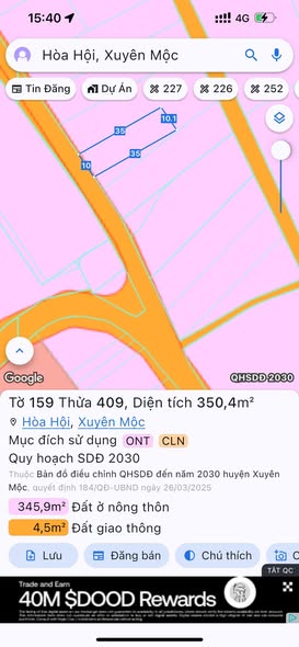 Đất nền Hòa Hội - Xuyên Mộc 350m² giá 1.25 tỷ - Cơ hội đầu tư lý tưởng!