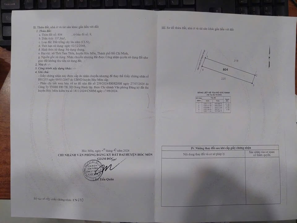 Đất nền Thới Tam Thôn, Hóc Môn 157.8m² giá 3.2 tỷ - Đường ô tô vào tận nơi!