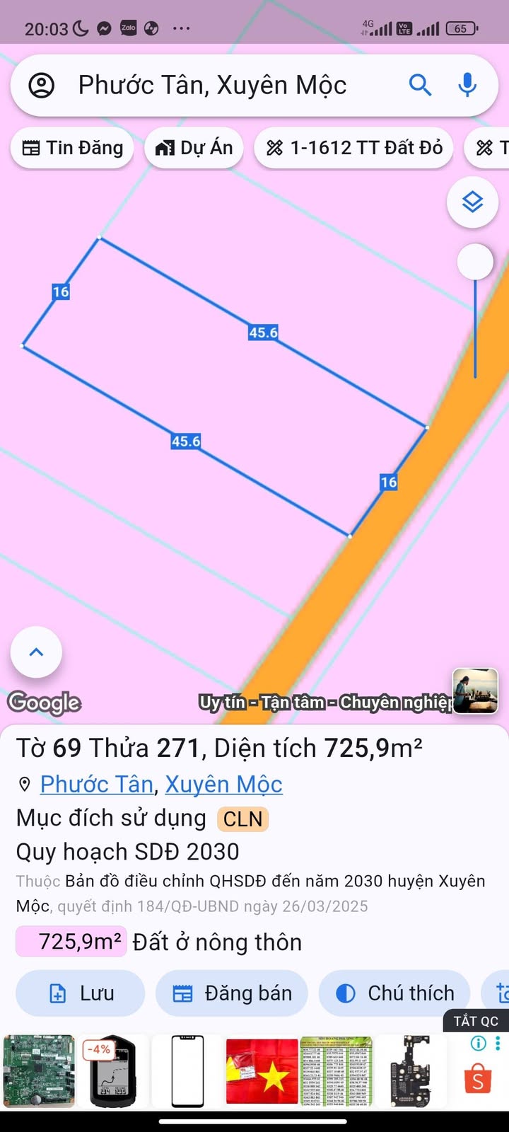 Đất nền Phước Tân, Hồ Tràm 720m² giá 1.5 tỷ - Đầu tư sinh lời ngay!