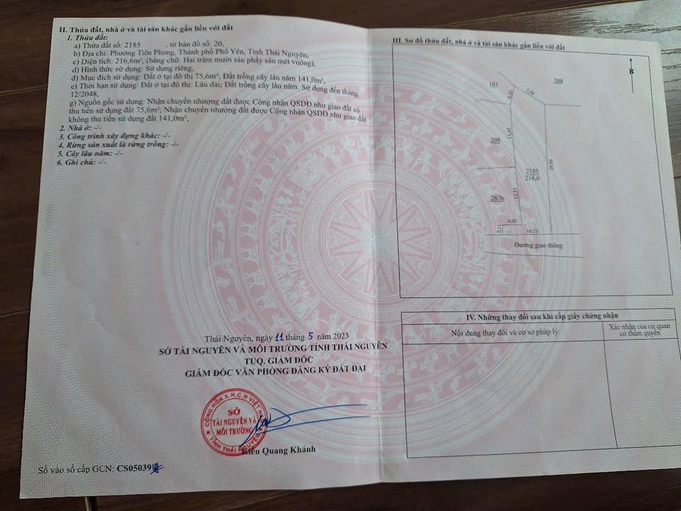 Đất nền Vạn Xuân, Phổ Yên, Thái Nguyên 216m² giá 700 triệu - Pháp lý rõ ràng, xây dựng ngay!