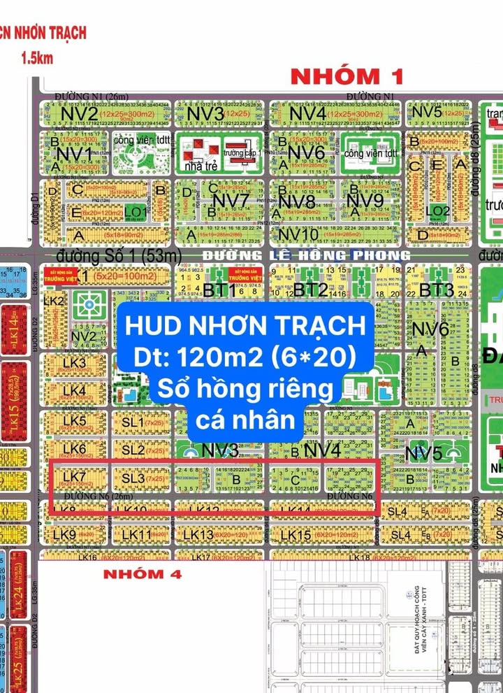 Lô đất nền dự án HUD Nhơn Trạch 120m² - Đầu tư sinh lời, pháp lý rõ ràng!