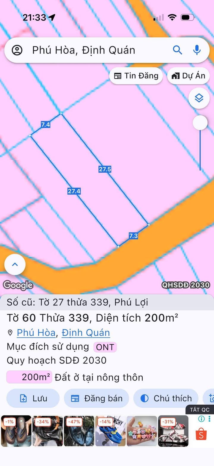 Đất nền Phú Lợi, Định Quán, Đồng Nai 189m² giá 2.1 tỷ - Sổ hồng riêng, dân cư đông đúc!