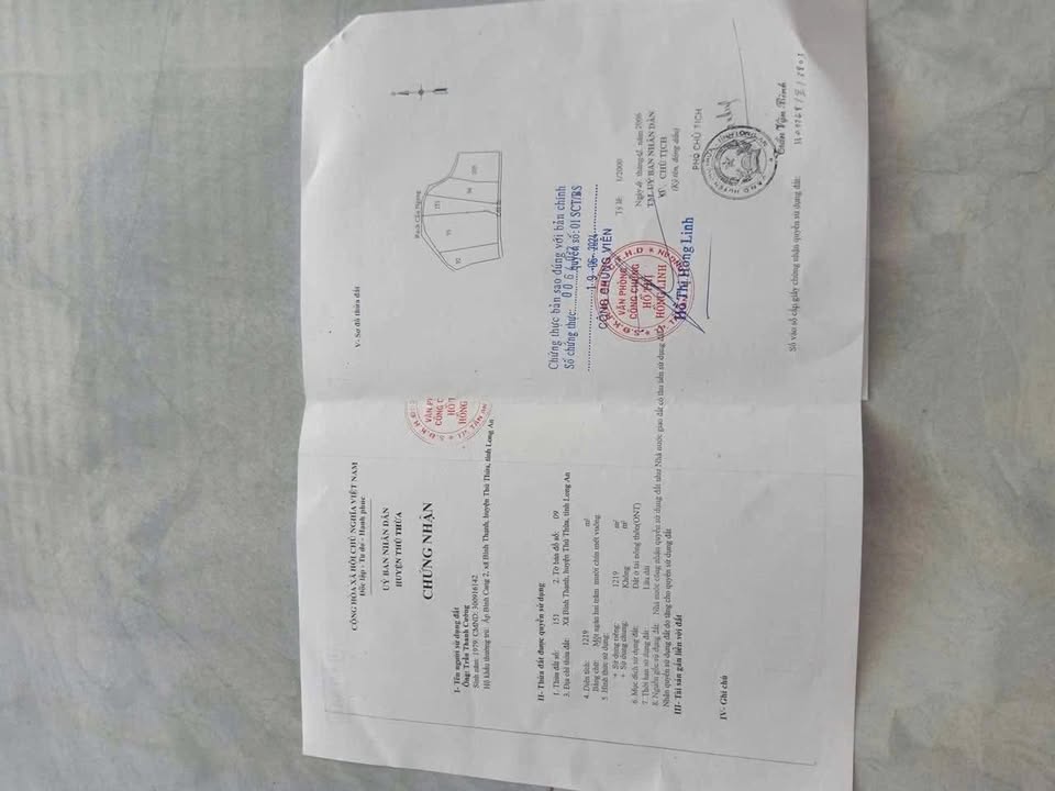 Đất thổ cư 1200m² tại Bình Cang 2, Thủ Thừa - Giá 2.3 tỷ, đường xe du lịch