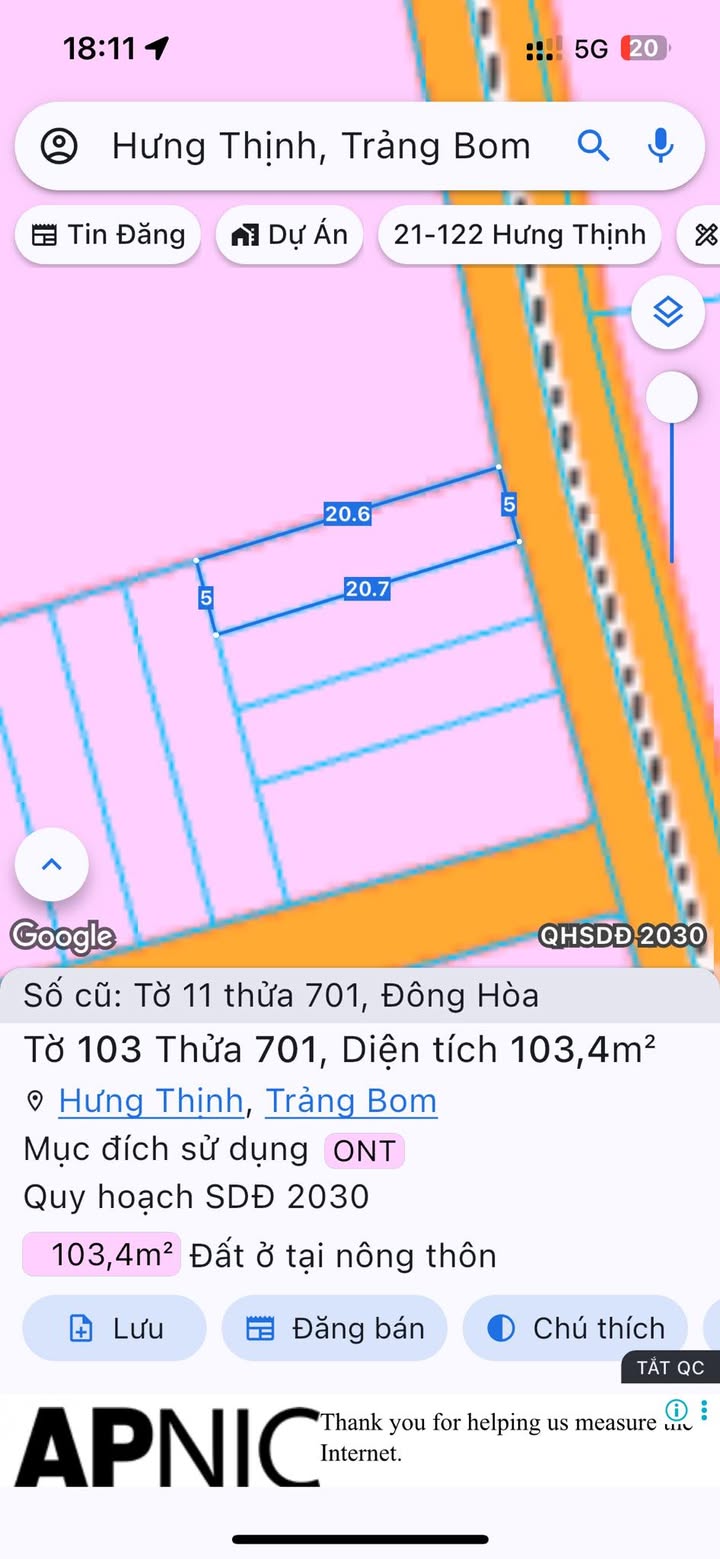 Đất nền 100m² tại Đông Hòa, Trảng Bom giá 870 triệu - Sổ đỏ chính chủ, thổ cư