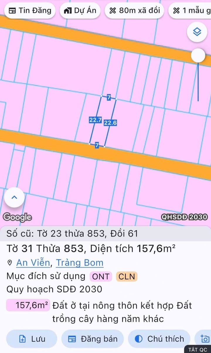 Đất nền xã Đồi 61, Trảng Bom 157,6m² giá 1,75 tỷ - Cơ hội đầu tư tuyệt vời!