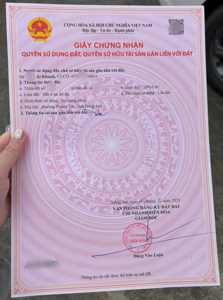 Đất thổ cư Phước Tân, Biên Hòa 109.6m² giá 2 tỷ - Đầu tư sinh lời ngay!