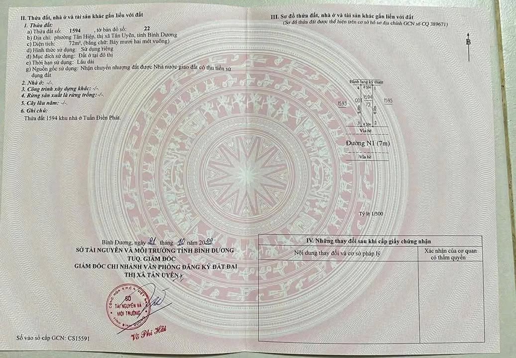 Đất nền Tân Hiệp, Tân Uyên 72m² giá chỉ 1.3 tỷ - Cơ hội đầu tư tuyệt vời!