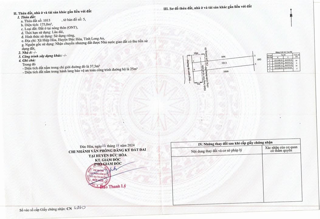 Đất thổ cư Hiệp Hoà, Đức Hoà, Long An 175m² giá 800 triệu - Đường xe hơi vào tận nơi!