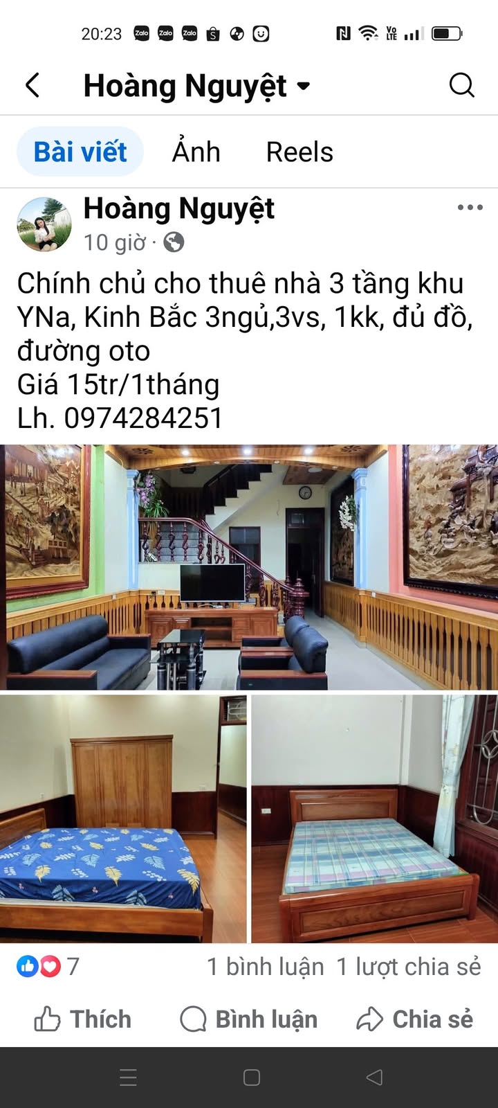 Nhà cho thuê 3 tầng khu YNa, Kinh Bắc - Đầy đủ nội thất chỉ 15 triệu/tháng!