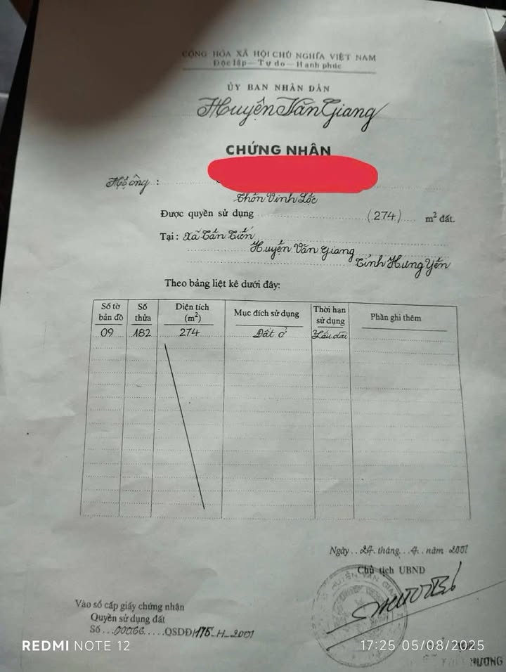 Lô đất thổ cư 274m² tại Tân Tiến, Văn Giang chỉ 20 triệu/m² - Cơ hội đầu tư hấp dẫn!