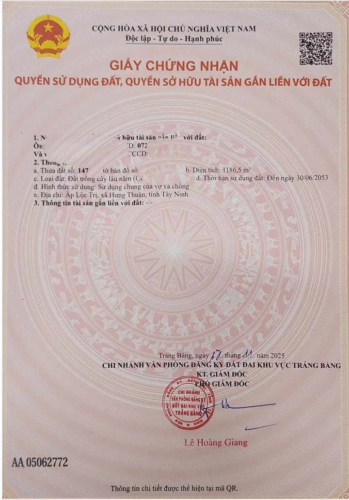 Đất mặt tiền đường 789 Trảng Bàng 1245m² - Tiềm năng đầu tư lớn!