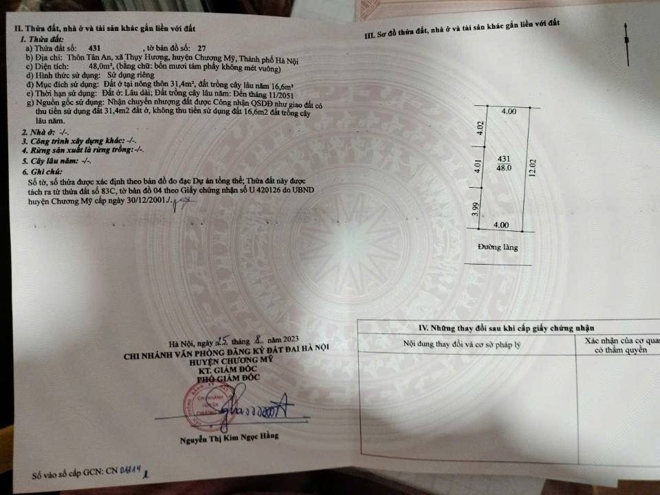 Đất nền Chương Mỹ, Hà Nội 48m² giá 2 tỷ - Đường ô tô, khu dân cư sầm uất!