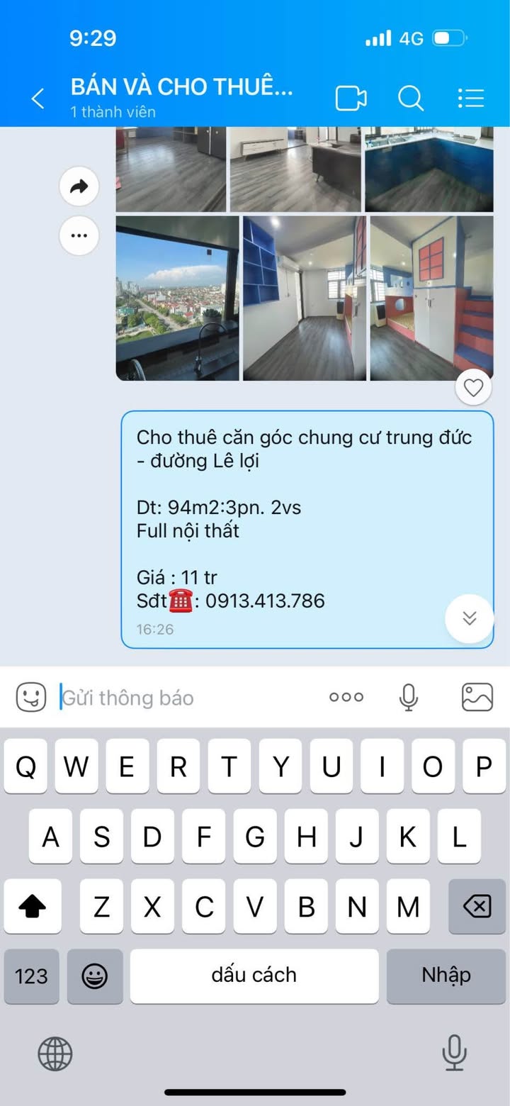 Căn hộ chung cư Trung Đức Vinh 94m² giá 11 triệu - Full nội thất tiện nghi!