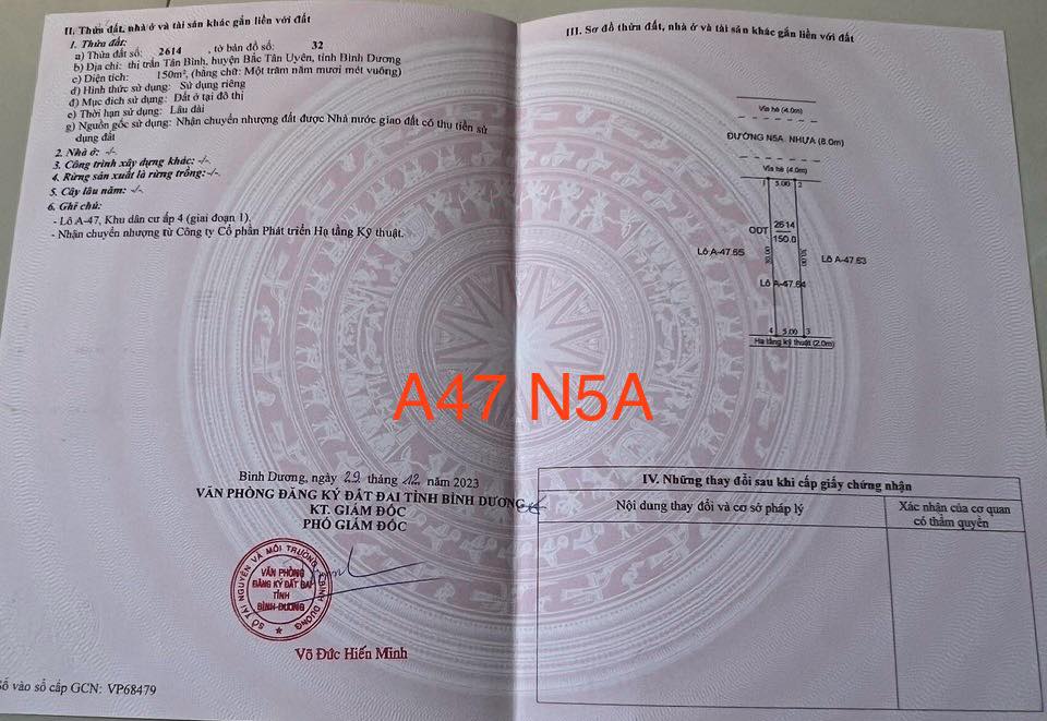 Đất nền 300m² tại Vsip 2 mở rộng, đường N5A - Cơ hội đầu tư hấp dẫn!