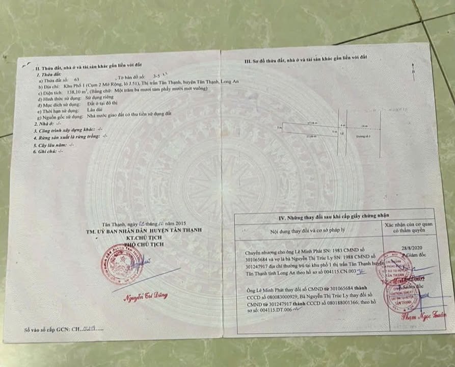 Đất nền thổ cư Tân Thạnh 135m² giá 2.7 tỷ - Đầu tư sinh lời ngay trung tâm!