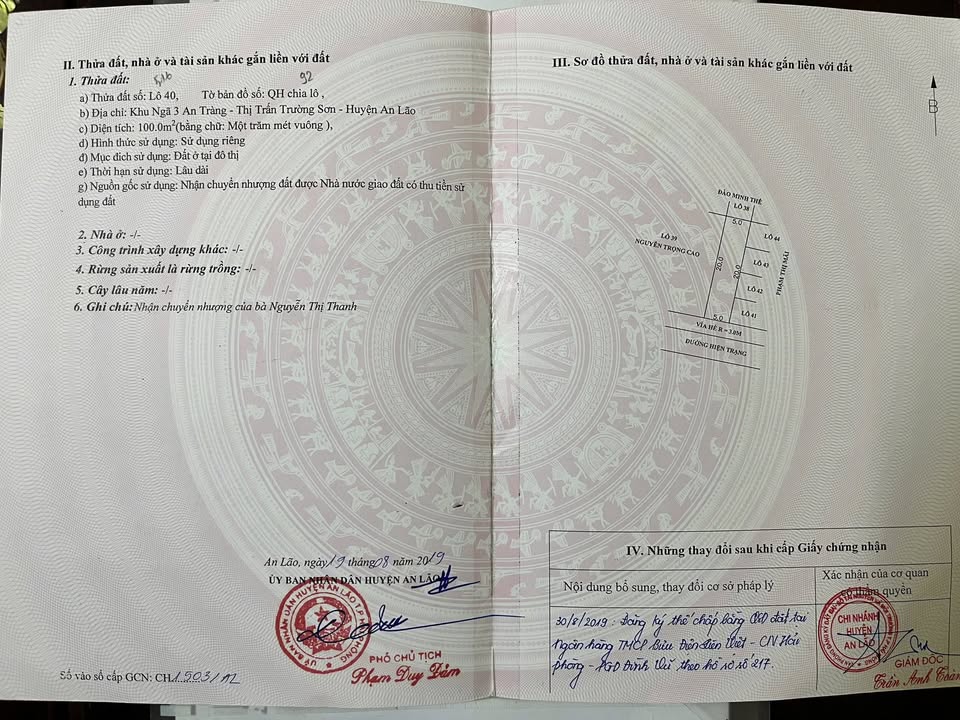 Đất nền Trường Sơn An Lão 100m² giá 2 tỷ - Cơ hội đầu tư không thể bỏ lỡ!