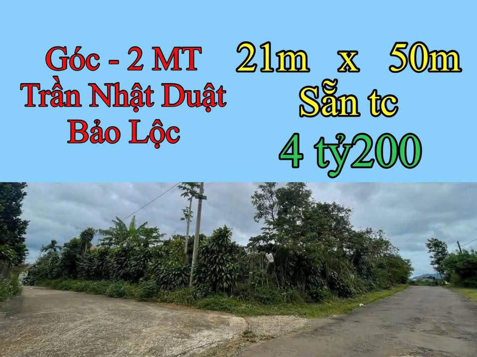 Đất góc 2 mặt tiền Trần Nhật Duật, Bảo Lộc 1050m² giá 4.2 tỷ - Cơ hội đầu tư sinh lời!