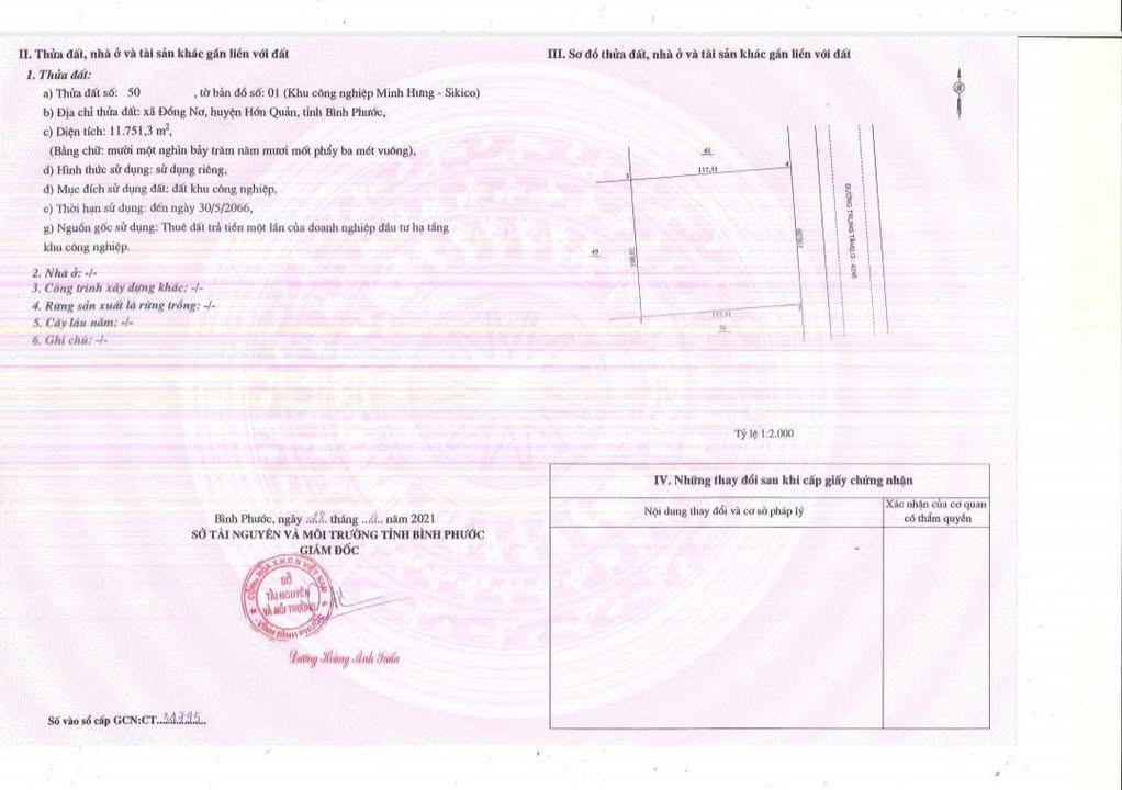 Đất KCN Minh Hưng Sikico, Bình Phước 40.000m² - Giấy tờ pháp lý rõ ràng!