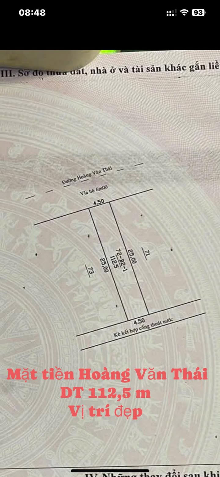 Đất mặt tiền đường Hoàng Văn Thái, Thanh Xuân, 112.5m² giá chỉ 4.1 tỷ - Kinh doanh sinh lời ngay!