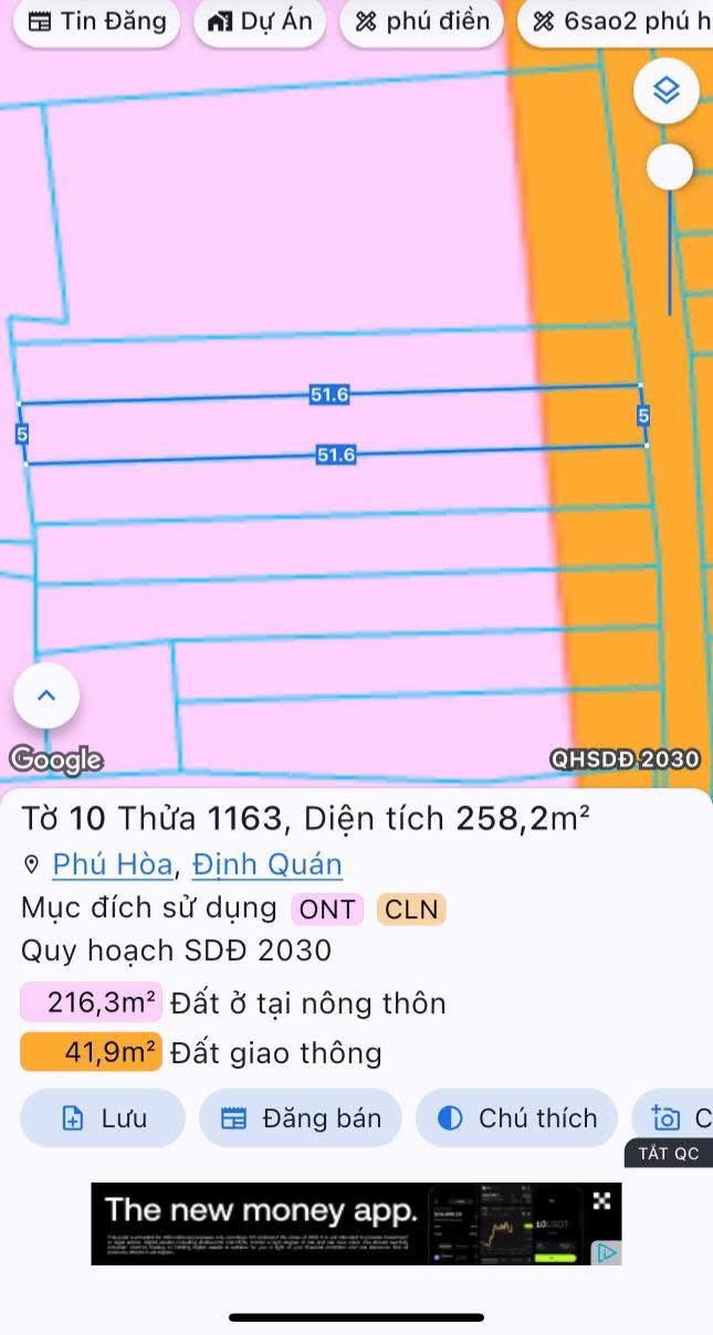 Đất nền Phú Hòa Định Quán 255m² giá 550 triệu - Đầu tư sinh lời ngay!