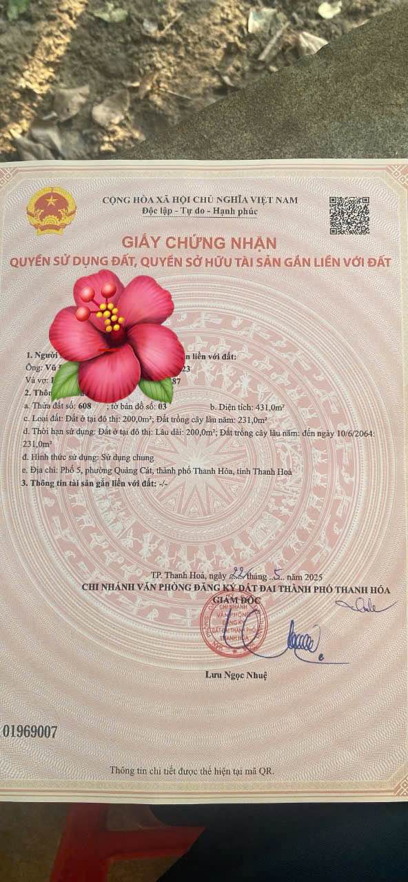 Đất thổ cư 200m² tại Quảng Cát, Thanh Hóa - Giá chỉ 1 tỷ, cơ hội đầu tư tốt!