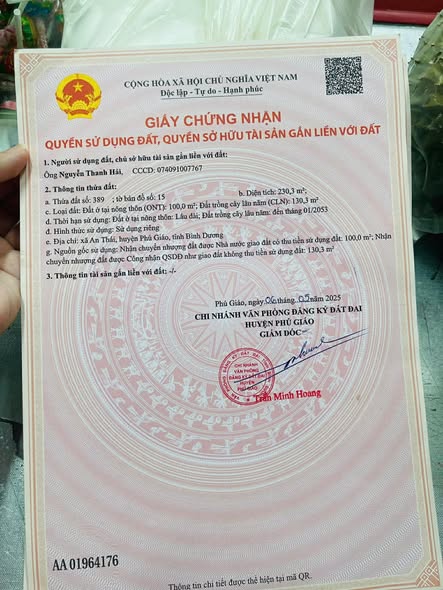 Đất thổ cư An Thái, Phú Giáo 235m² giá chỉ 500 triệu - Cơ hội đầu tư tuyệt vời!