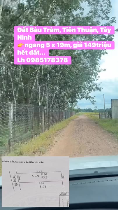 Đất Bàu Tràm, Tiên Thuận, Tây Ninh 95m² giá 149 triệu - Cơ hội đầu tư hấp dẫn!