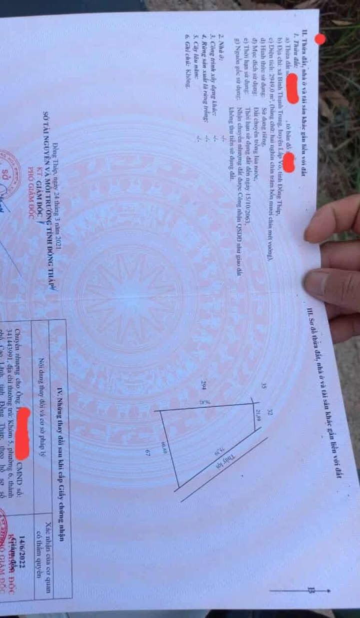 Đất ruộng cấp kênh thủy lợi xã Bình Thạnh Trung 2949m² giá 670 triệu - Cơ hội đầu tư tốt!