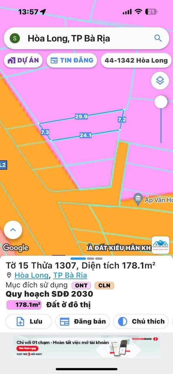 Đất nền mặt tiền Hương Lộ 2, Bà Rịa 178.1m² giá 4 tỷ - Khu dân cư đông đúc, tiện nghi đầy đủ!
