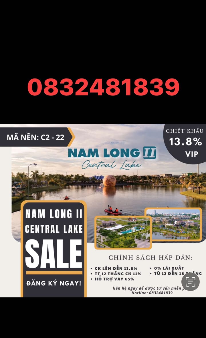 Đất nền Nam Long 2 C2-22 90m² giá 296 triệu - Lô đẹp không thể bỏ lỡ!