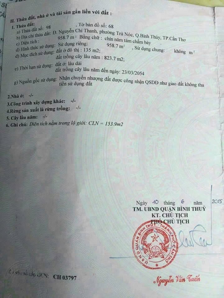 Đất nền 958m² mặt tiền đường Nguyễn Chí Thanh, Trà Nóc, 10 tỷ - Đầu tư sinh lời cao!