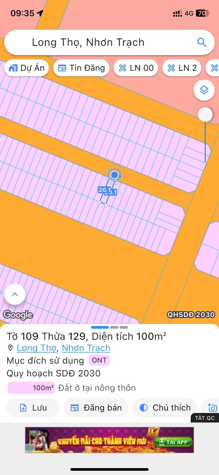 Đất nền HUD Long Thọ Nhơn Trạch 100m² giá 1.8 tỷ - Sổ riêng, thổ cư sẵn!