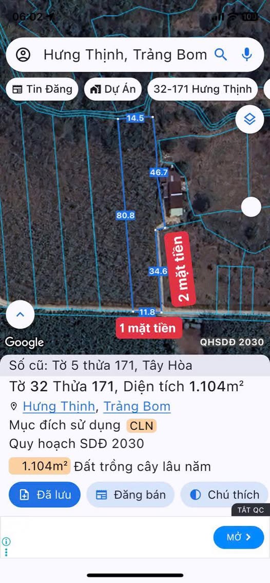 Đất nền góc 2 mặt tiền Tây Hòa - Trảng Bom 1,104m² giá 1,1 tỷ - Đầu tư sinh lời ngay!