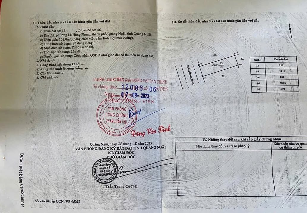 Bán lô đất đường Quang Trung, Quảng Ngãi 102m² - Chính chủ, giá chỉ 15 tỷ!