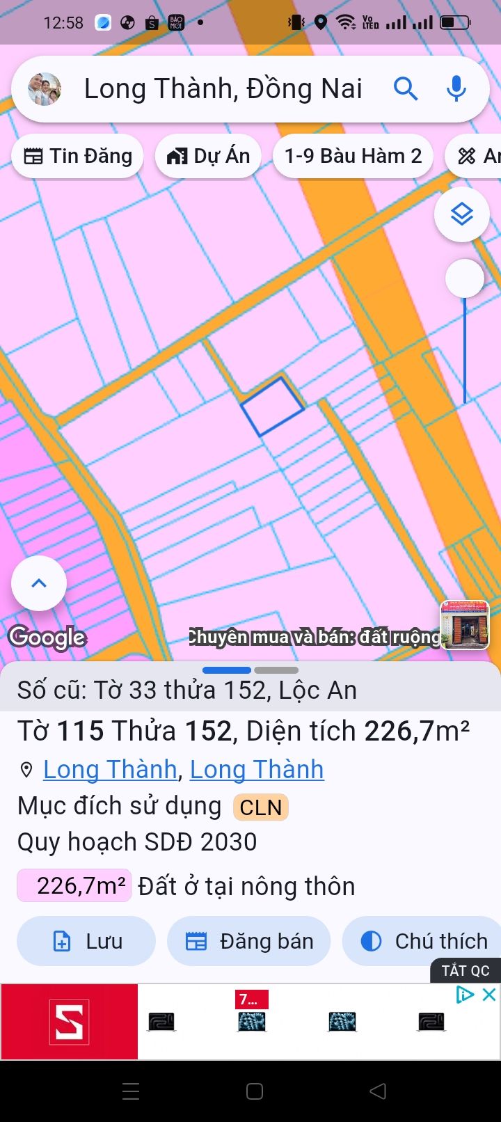 Đất thổ cư Lộc An, Long Thành 226m² giá 2.2 tỷ - Mặt tiền chợ mới Long Thành!