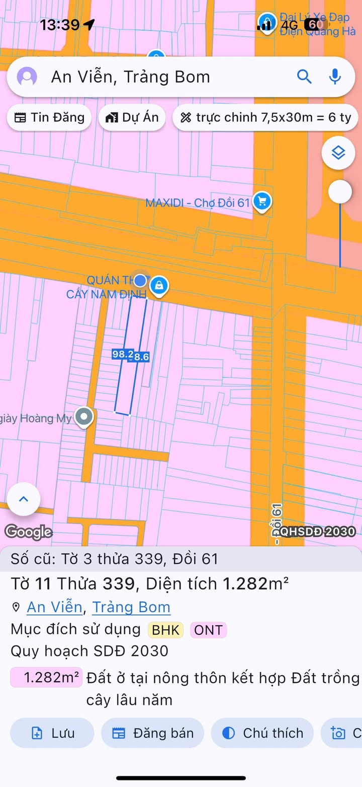 Đất nền 1282m² xã Đồi 61, Trảng Bom - Cơ hội đầu tư hấp dẫn!