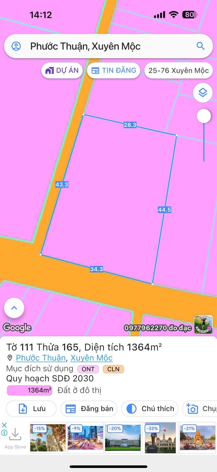 Đất nền góc 2 mặt tiền tại xã Phước Thuận, 1363m² - Cơ hội đầu tư tuyệt vời!