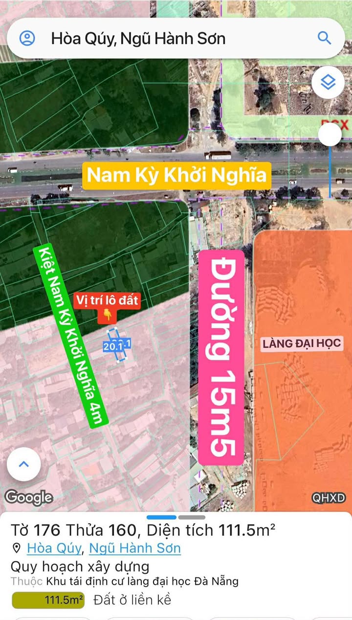 Đất Làng Đại Học Đà Nẵng 110m² giá 3.1 tỷ - Cơ hội đầu tư hấp dẫn!