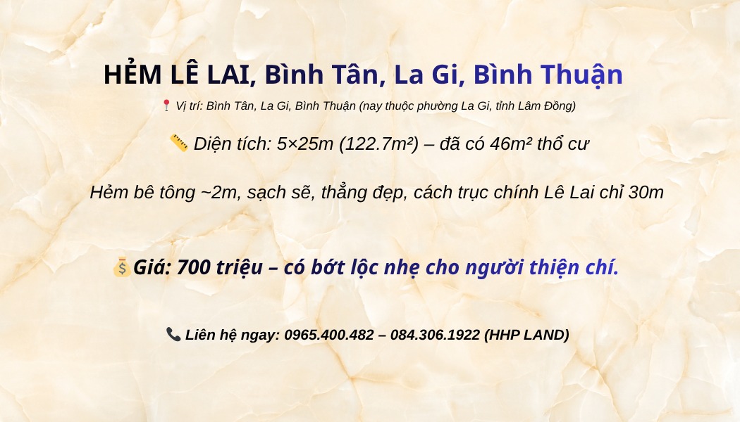 Đất nền bán tại phường Bình Tân, La Gi, 122m² giá chỉ 700 triệu - Cơ hội tuyệt vời cho nhà đầu tư!