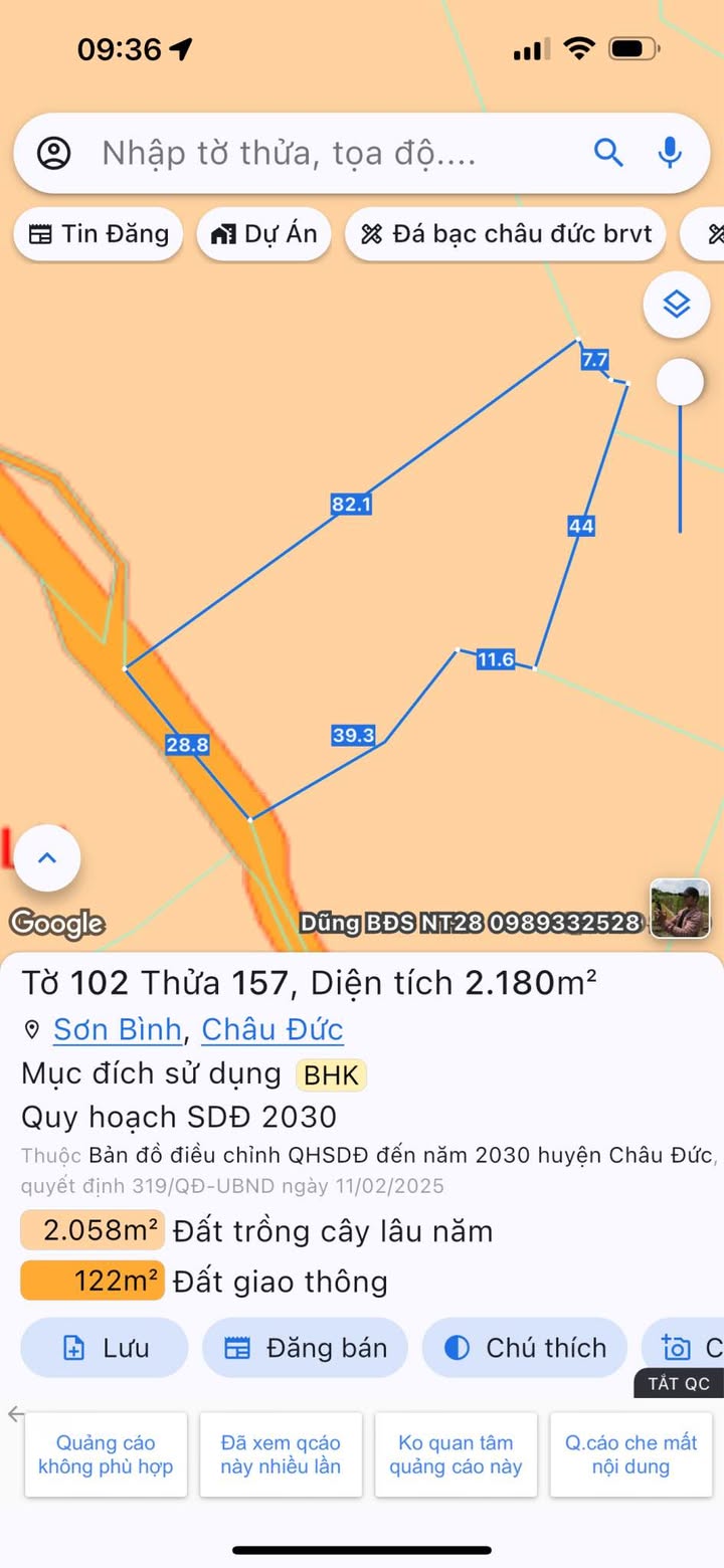 Đất nền 2.200m² tại Sơn Bình, Châu Đức - Sổ hồng chính chủ giá chỉ 1.3 tỷ!